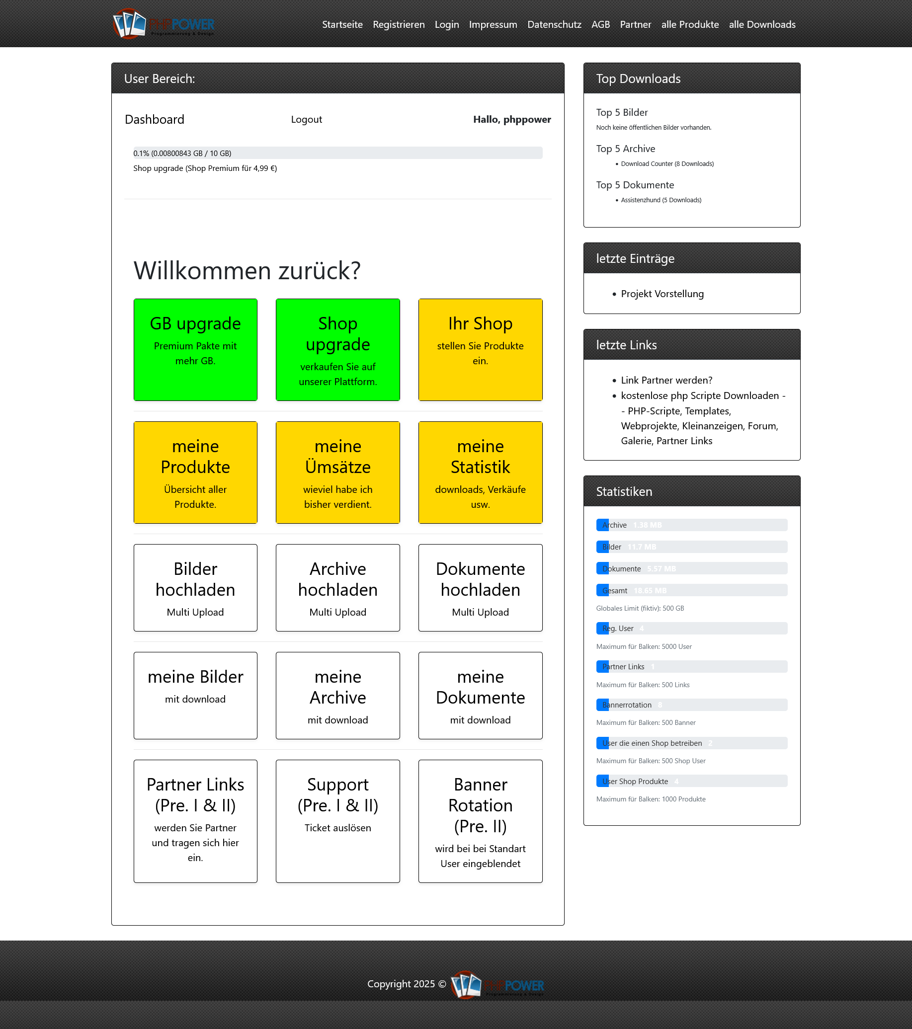 Premium I User Bereich